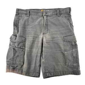 Carhartt Cargo Shorts Mens 38 Gray Relaxed Fit‎ Stretch Canvas distressed Work